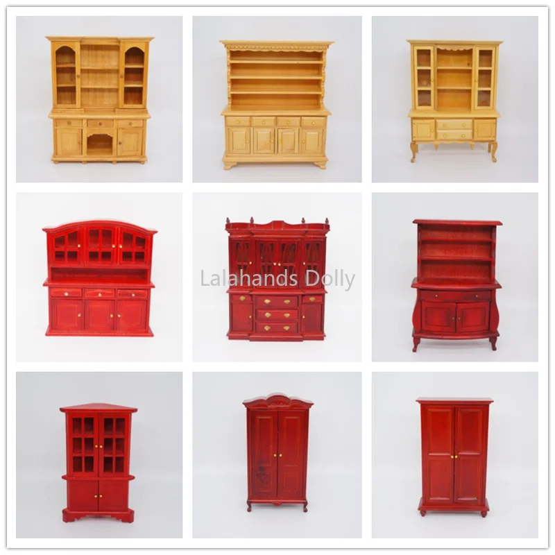 1pcs Dollhouse Miniature Leisure Solid Wood Cabinet  Decoration for Dollhouse Kitchen Living Room Furniture Accessories