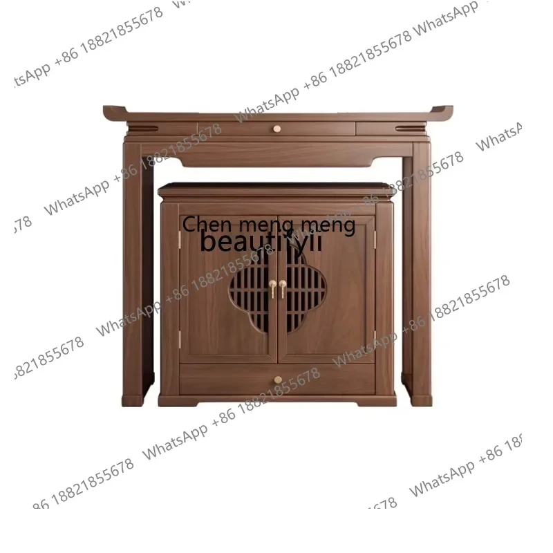 xz1X1Cabinet with drawer cover Solid wood Chinese gongtai Buddhist cabinet Household Buddhist hall Temple niche incense case