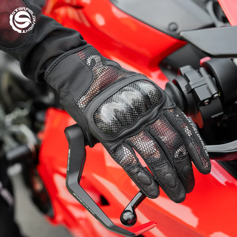 Star Field Knight Summer Mesh Breathable Motorcycle Gloves Carbon Fiber Joint Protection Non-slip Wear-resistant Riding Gears