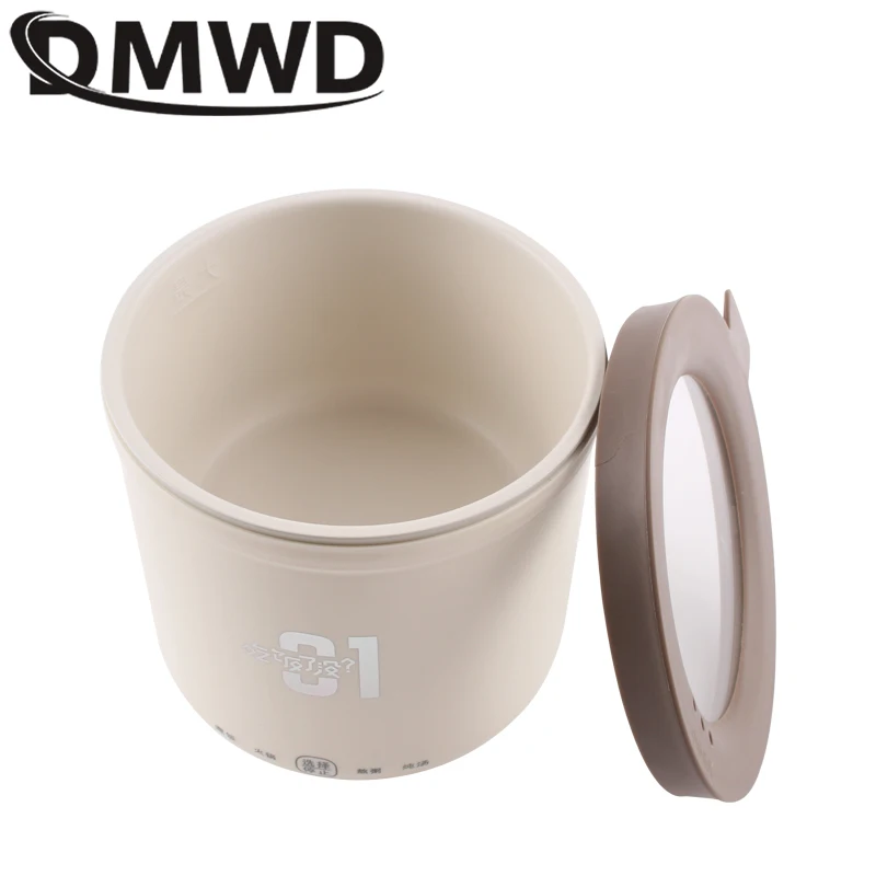 DMWD Mini Rice Cooker Multifunction Skillet 1L Noodle Cooking Pot Egg Omelette Frying Pan Hotpot Baby Food Stew Cup Soup Heater