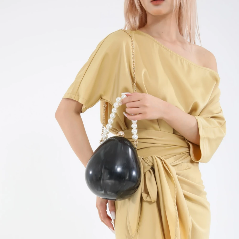 

New Fashion Handbag Shoulder Bag Personalized Acrylic Party Bag Goose Egg Shape Bag for Women Handheld Box Bag Trendy Bag
