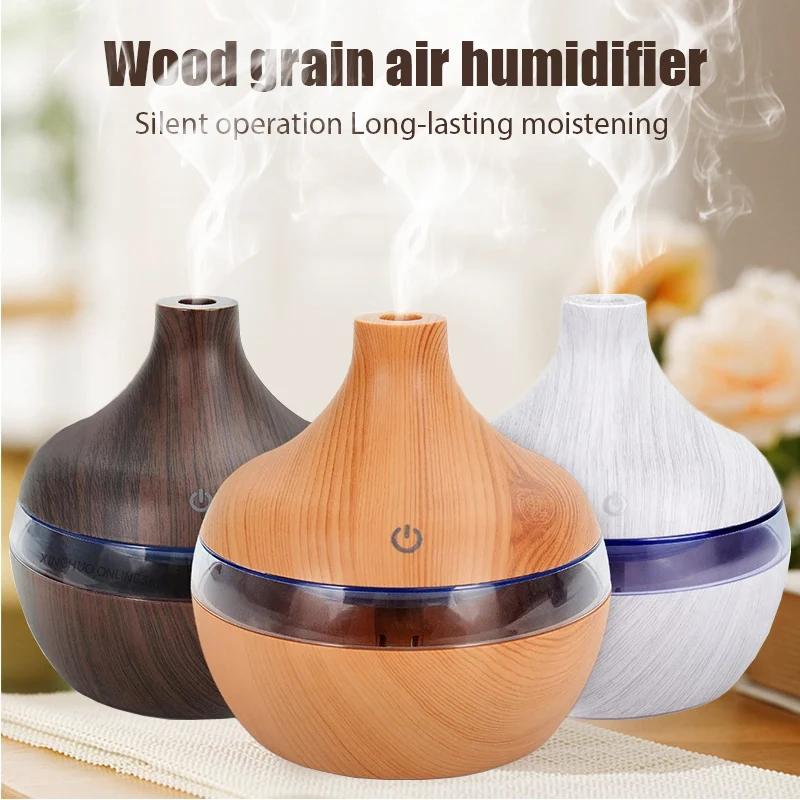 300ml Air Humidifier Essential Aroma Oil Diffuser USB Home Ultrasonic Wood Grain humidificadores Office Portable Mini Purifier