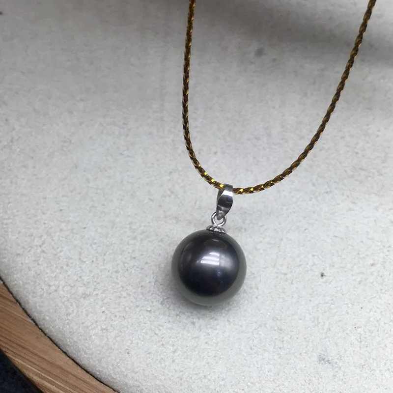 

Elegant Pendant for Women 12-13mm Tahitian Black Pearls Round Pearl Fine Simple Daily Party Jewelry Gifts