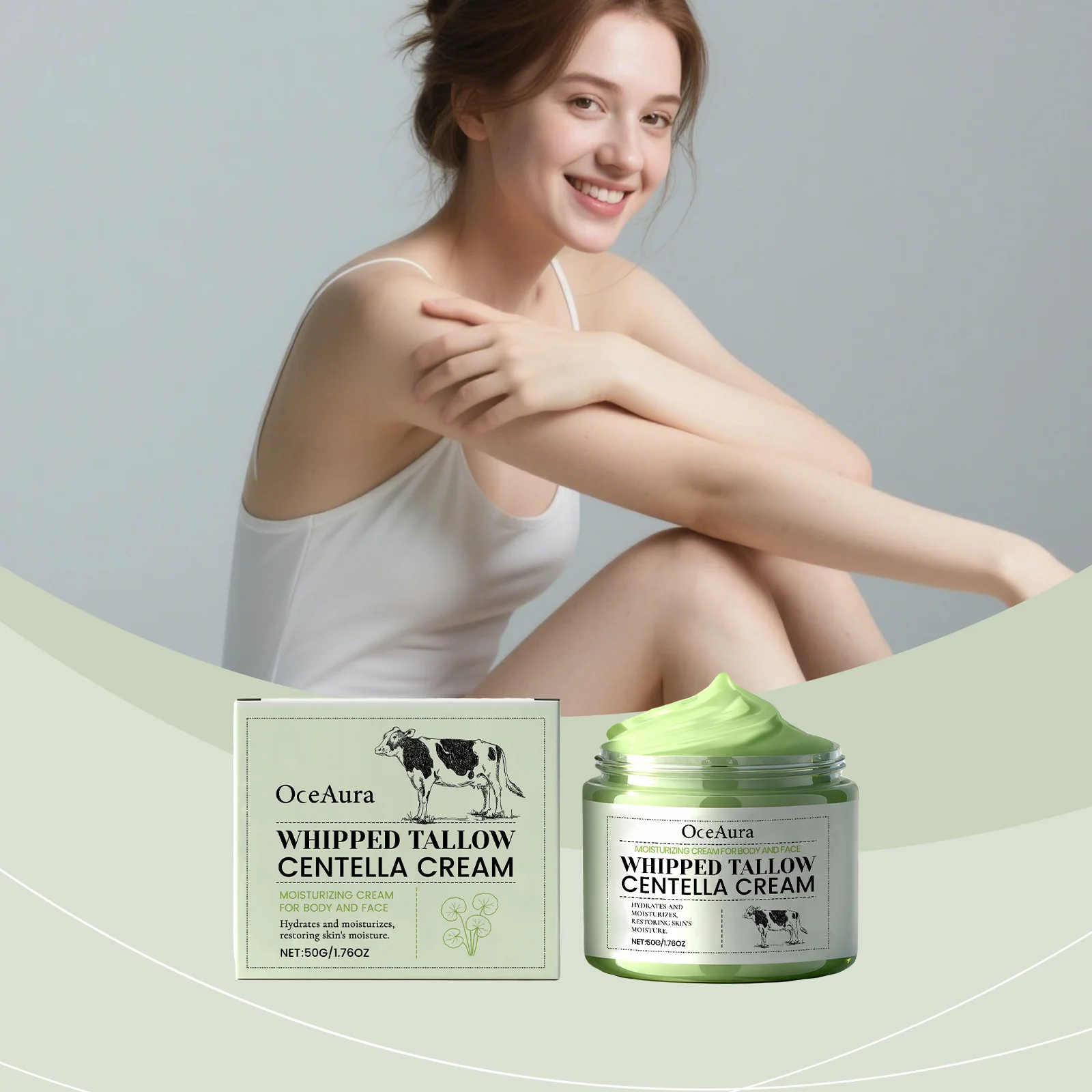 OceAura Beef Centella Moisturizer, Nourishes The Skin, Improves Elasticity and Luster, Is Hydrated, Refreshing and Non-sticky