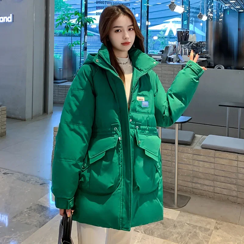 

2024 New Winter Women Mid-long Parkas Jackets Casual Thick Warm Hooded Pattern Coat Female Winter Outwear padded Jacket parkas