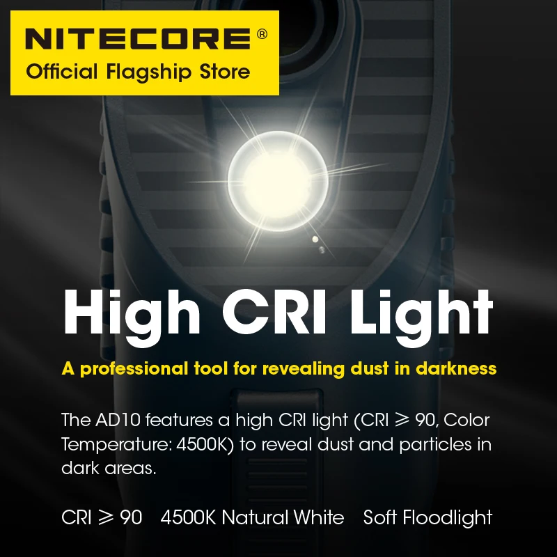 Nitecore-Espanador de ar elétrico sem fio, USB C, recarregável, ventilador de mão, limpador para câmera, teclado, computador, AD10, 18W