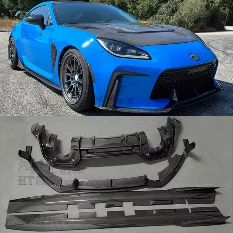 Front Bumper Lip+Rear Spoiler+Trunk Diffuser+Side Body Skirt Kit For Toyota GR86 Subaru BRZ 2021 2022 2023 2024 Carbon Fiber