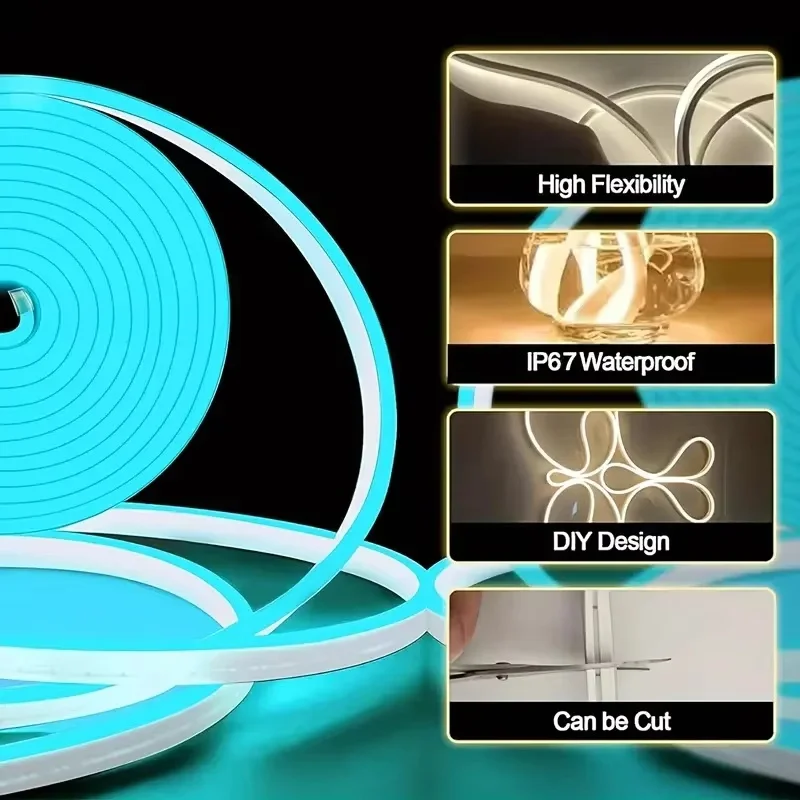 Tuya Smart Life WiFi LED Neon Light Strip 30M 24V Light Strip RGB Neon Sign Tape Work With Alexa TV Home Outdoor Decor Lighting