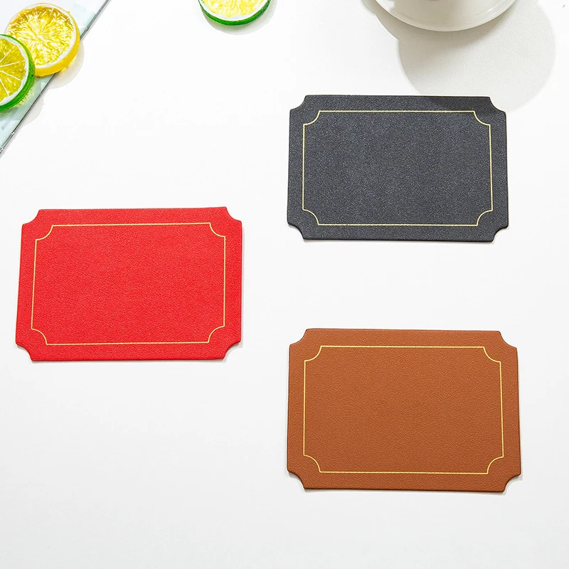 

Candy Color Placemat PU Leather Coasters Table Decoration Pad Non-slip Heat Insulation Tea Coffee Cup Mat Kitchen Supplies Tools