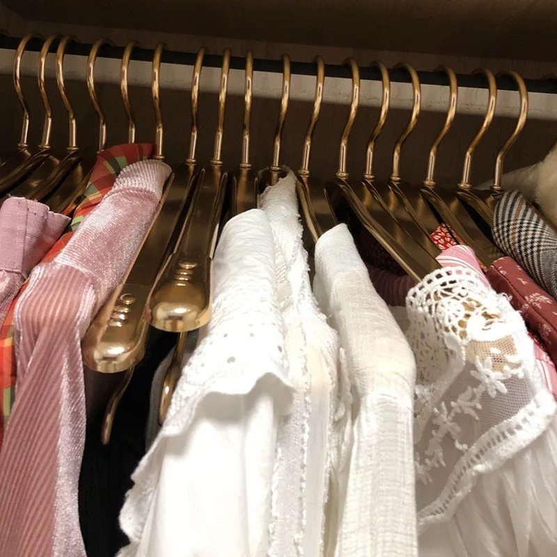 5pcs Light Luxury Space Aluminum Suit Hanger Anti Deform No Shoulder Mark Metal Garment Rack Household Coat Clothes Organizer