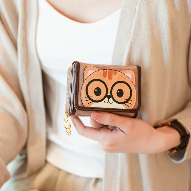 Women's Wallet and Handbag PU Leather Coin Bag Short Women's Buckle Small Wallet Coin Card Bag Handbag New Cartoon Bag