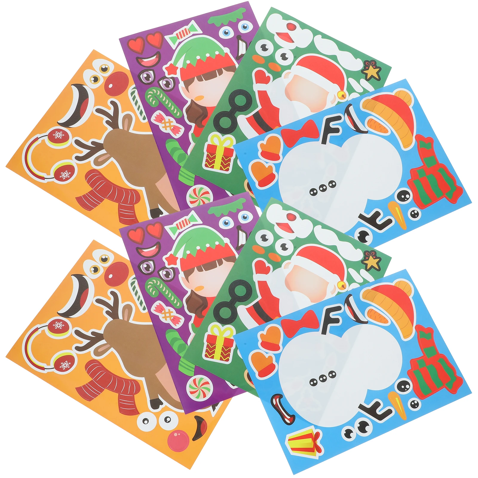 

24 Sheets Christmas Stickers Self Adhesive Xmas Decals Party Favor DIY Cartoon Decor Themed Puzzles Wall Art Craft Supplies