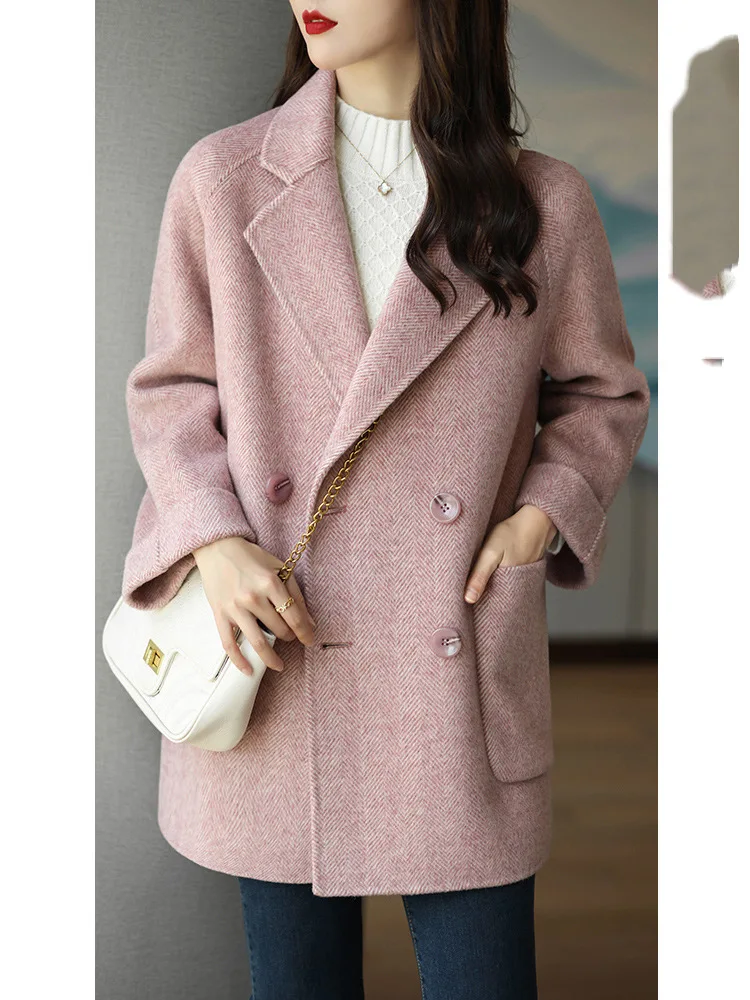 

Double-sided wool woolen coat women's 2022 autumn and winter new small double-sided fleece coat women's medium and long