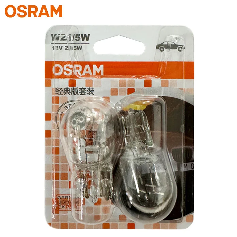 OSRAM Halogen Car Signal Bulbs 7515 T20, 12V W21/5W Dual Filament Lamps for Tail, Brake, Reverse, Turn Signal & Side Auxiliary L
