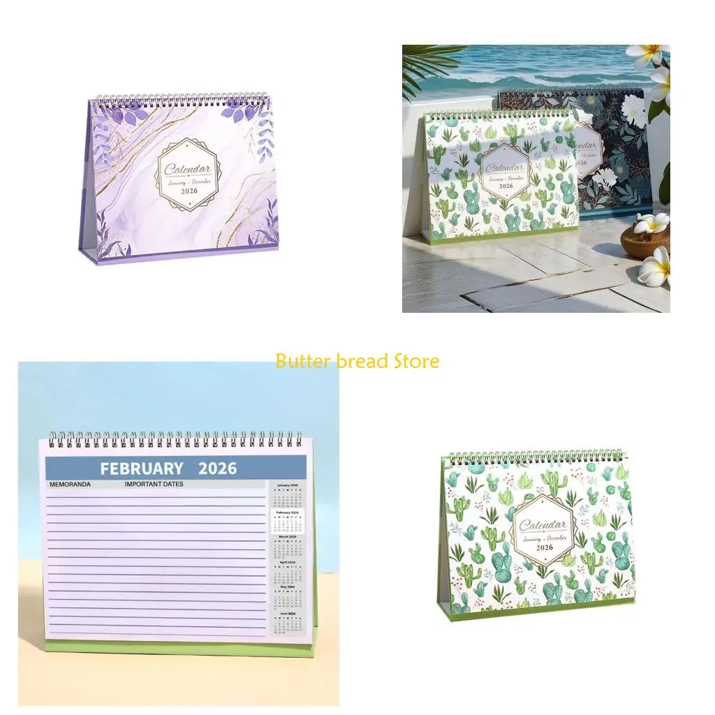 W89C 2026 Desk Monthly Calendar Twin-Coil Binding Academic Calendar for Scheduling