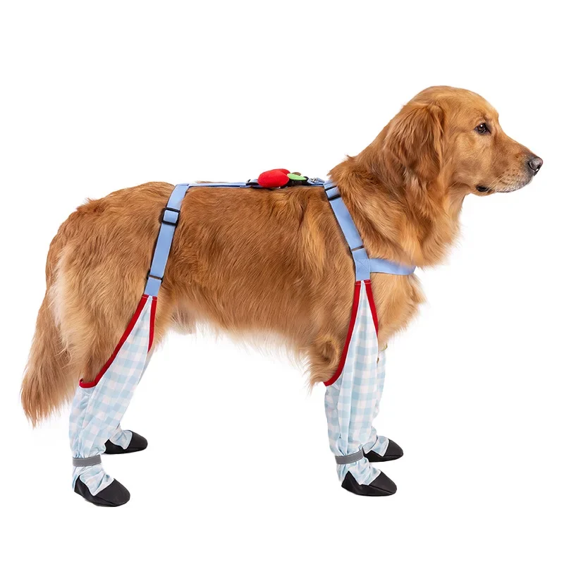 2026 Four-foot strap anti-take-off dog shoes go out waterproof and anti-dirty dog clothes four-foot all-inclusive dog foot cover