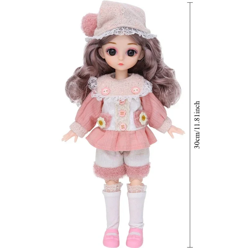 30cm 1/6 BJD Doll Princess Doll Dress Up Kids Toy with Clothes Shoes Movable 20 Joints Cute Sweet Face Child Girl Birthday Gift