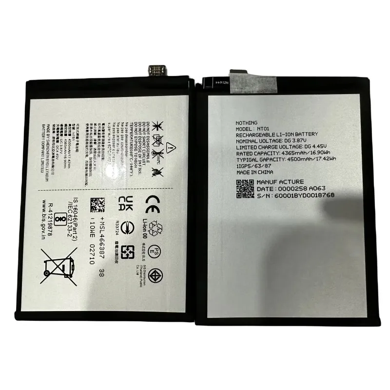 Batería nueva 4500mAh NT01 para Nothing phone NT01 Nothing phone 1 baterías para teléfonos móviles 3