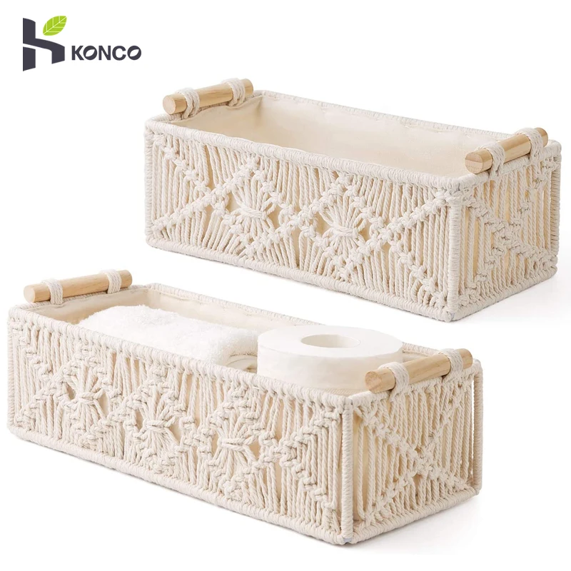 Storage Basket Cotton Rope Woven Basket Boho Decor Baskets for Organizing Countertop Toilet Paper Basket Sundries Storage Box