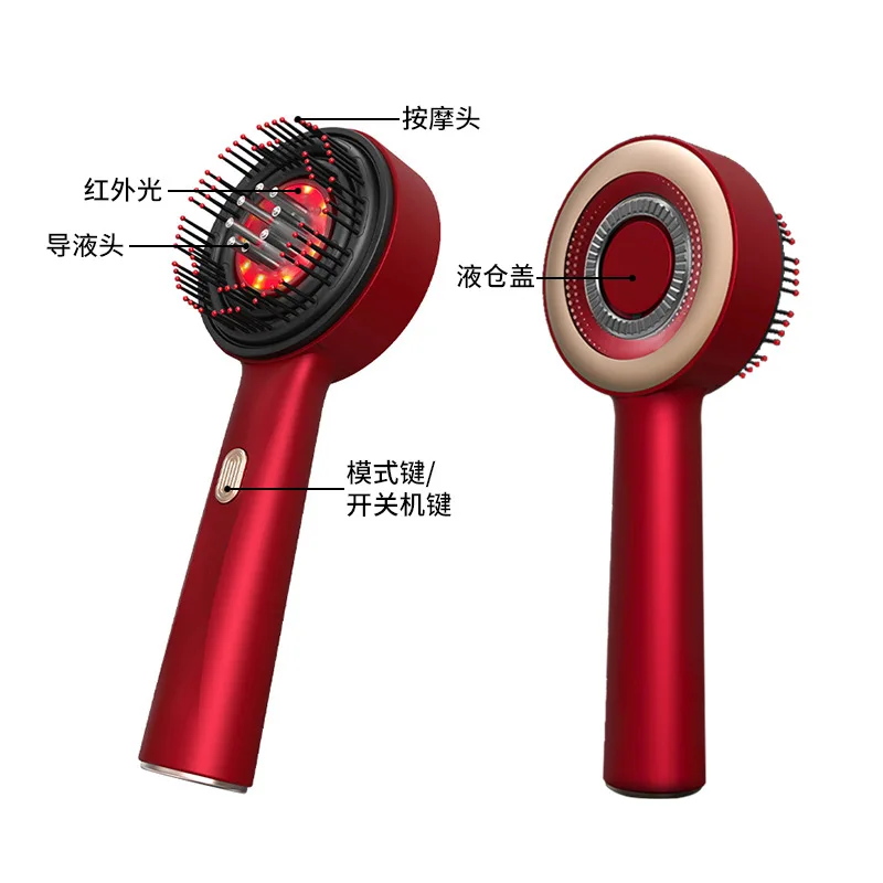 Electric Scalp Massage Comb Red Light Hair Growth Brush Anti Hair Loss Serum Applicator for Home Use