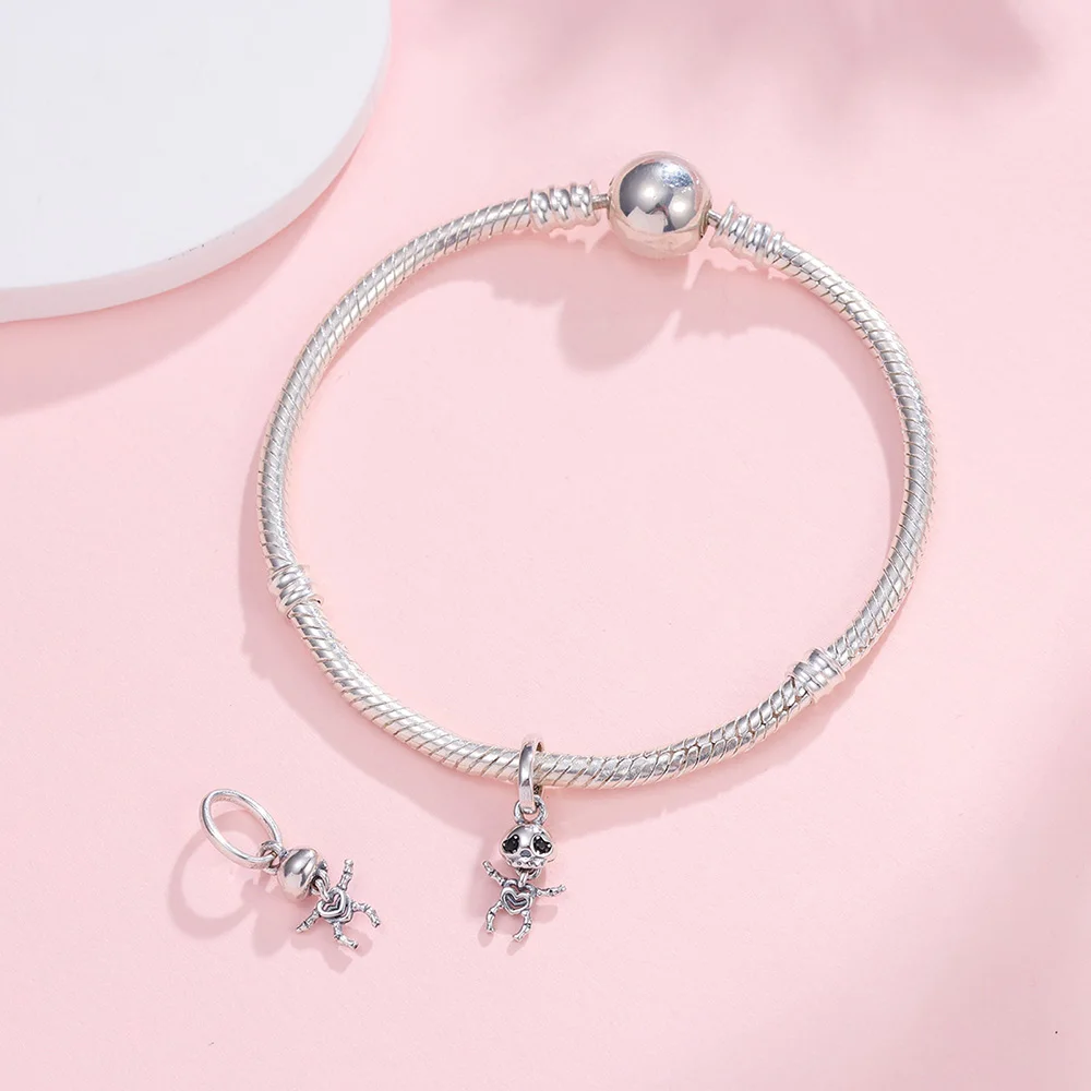 New 925 Sterling Silver Me Series Dancing Skeleton Pendant Charms Jewelry Making For Classic Bracelet Ladies Halloween DIY Gift - view 3