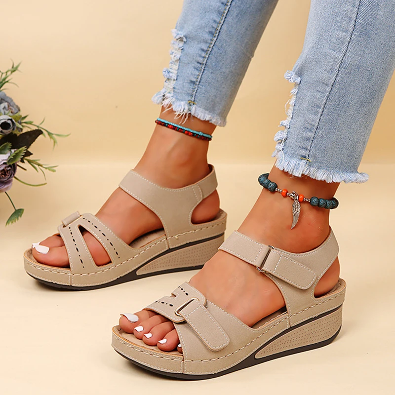 Sandalias de Mujer a la moda, zapatos para caminar con cuña, Sandalias Huaraches para Mujer, calzado cómodo transpirable, Sandalias para Mujer