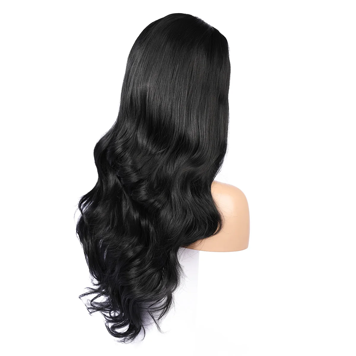 Soft 26Inch Long 180Density Black Wave Preplucked Lace Front Wig For Black Women With Baby Hair Glueless Synthetic Daily