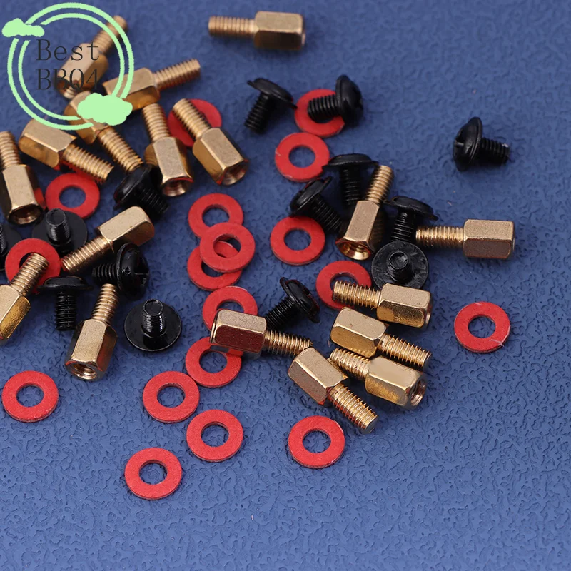 (BBQ4) 60Pcs Computer PC Case Motherboard Riser Screws 6-32-M3 Insulation Washers For Case Fans 6.5mm Brass Standoff