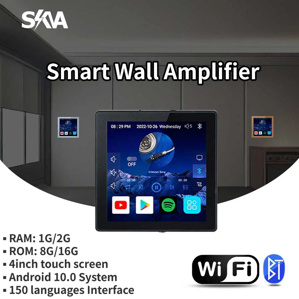 Sound Bluetooth Amplifier Board Android 10 System Built-in Alexa 4inch Touch Screen Audio Home Used for family  room restaurants