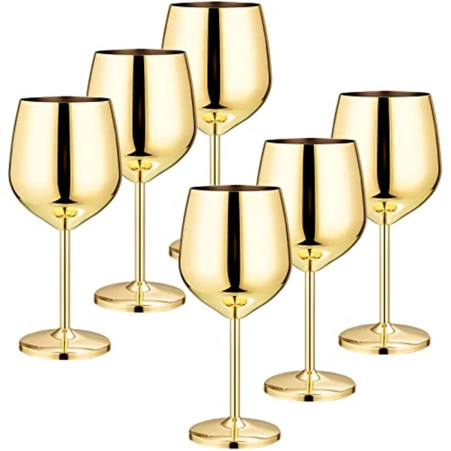 

Set of 6 18 oz Stainl Steel Wine Glass Unbreakable Glasses for Travel, Camping and Pool Stemmed Metal Wine Glass Goblet for Out