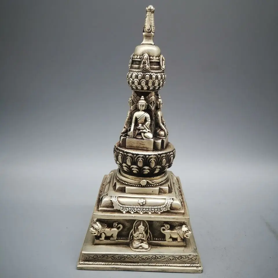 Four-Faced Buddha Stupa Statue Sculpture Figurines Home Garden Decoration Statues For House ﻿