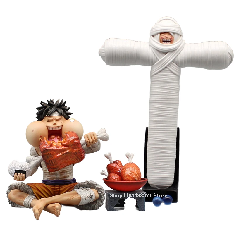 One Piece Bandage Zoro Action Figure Famous Knife Statue GK Cartoon Eat Meat Luffy Figures Wings Model PVC Collection Decoration