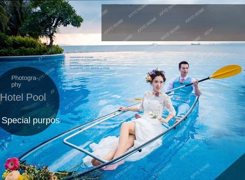 Photography Single Double Full Transparent Kayak SUP Board, Glass Boat Canoe PC Crystal Boat Scenic Rowing Manufacturer