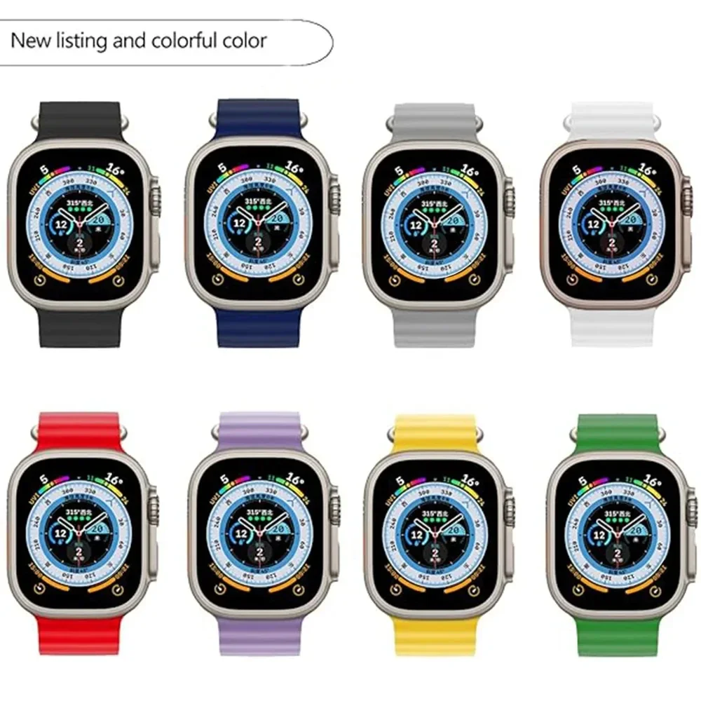 For Apple Watch Ultra Band 49mm 45mm 44mm 42mm 38 40mm 41mm 44 Mm Silicone Bracelet IWatch Series 9 7 8 4 5 6 SE 2 Strap
