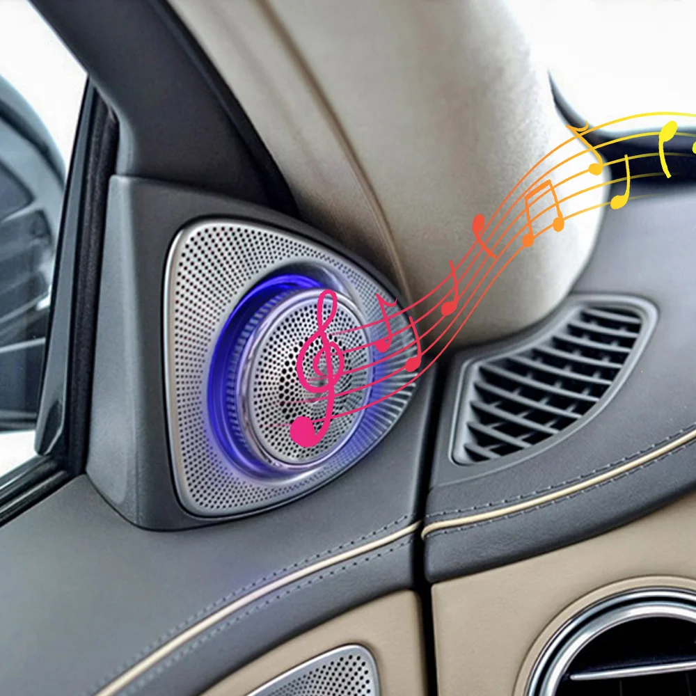 3/64 Colors 3D Rotating Tweeter For Mercedes Benz C GLC Class W205 RGB LED Luminous Car Speaker Horn Refit LED Ambient Light