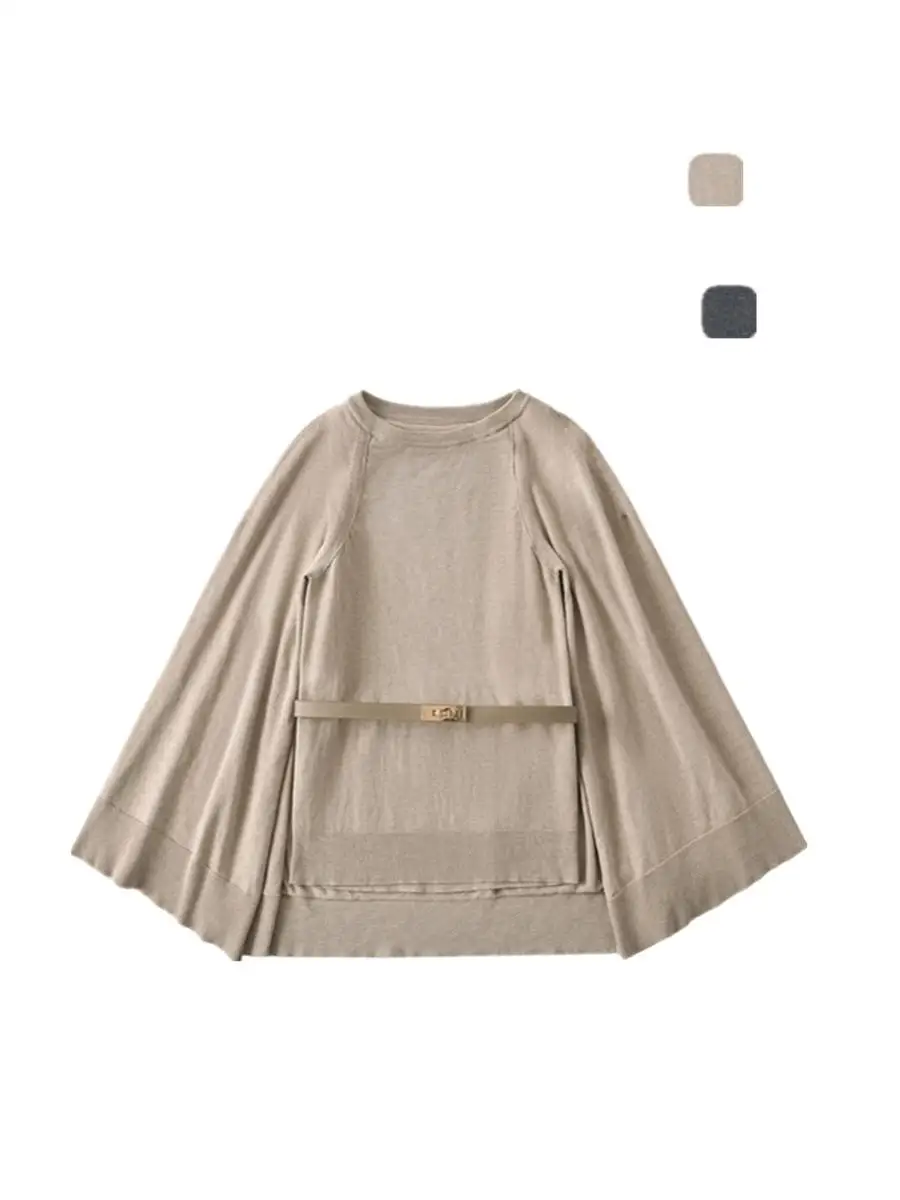 

Ele Вязаный топ с капюшоном Ne и запахом с поясом Lazy Sle Высококачественный универсальный женский топ с высоким воротником