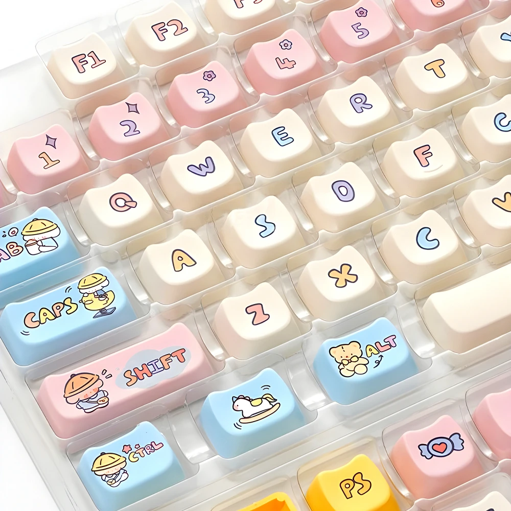 MAO Kindergarten Puppy Key Cap PBT 138 Key Cute Dog Head Key Cap for 60/64/84/98/108 Mechanical Keyboard