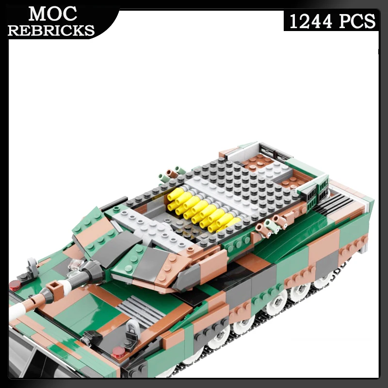 Segunda guerra mundial veículo armas alemã tanque de batalha principal leopardo 2a4 modelo rastreado blocos de construção militar quebra-cabeça tijolos brinquedo presentes natal