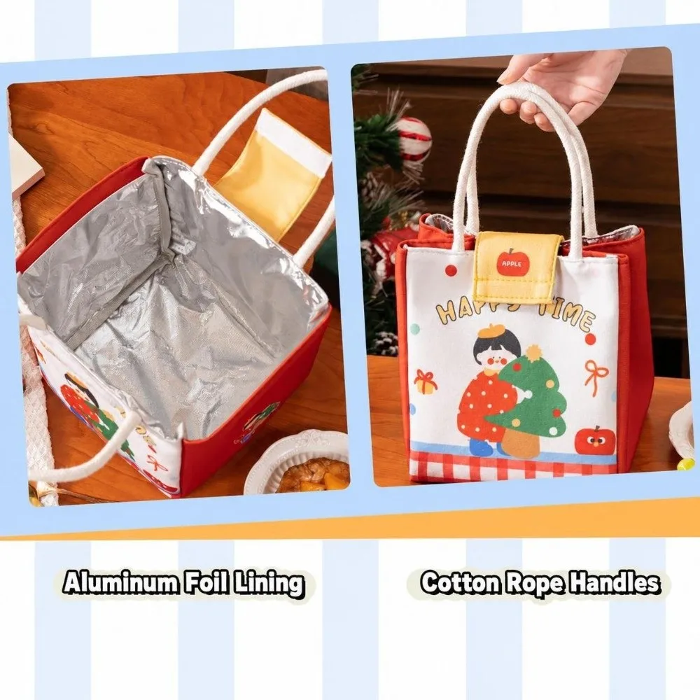 Cute Large Capacity Lunch Box Bag Portable Insulated Lunch Tote Bag Cartoon Fresh Keeping Food Storage Bag Student Lunch