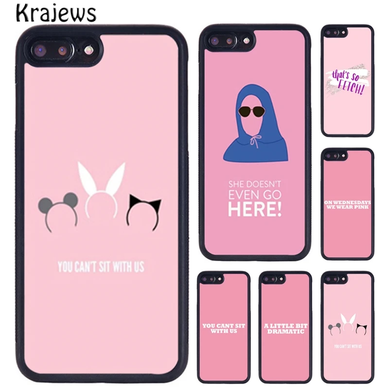 Krajews Pink Mean Girls Quotes Rubber Phone Case For iPhone 16 15 14 XR XS 11 12 mini 13 Pro MAX Plus cover coque