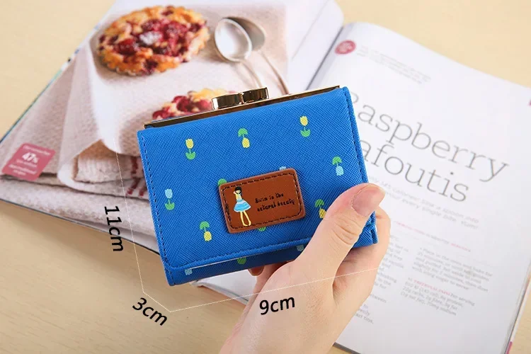 Folding Wallet Ladies Wallet Short Cut Cute Small Coin Purse Fashion Flower Ladies Coin Purse Card Case Sweet and Fresh