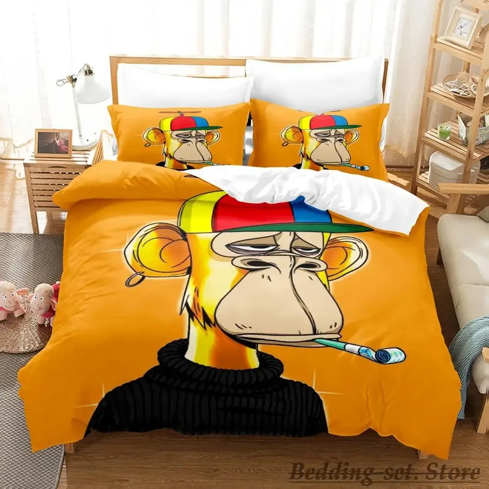 Conjunto de cama de macaco entediado para adultos e crianças, conjuntos de edredão, gêmeos, completos, queen, cama king size, anime, solteiro, gêmeo, nft, 2023