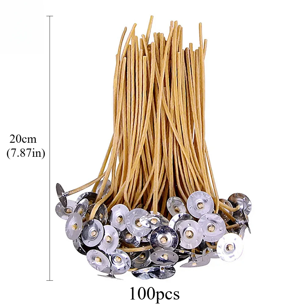 100 Stuks Bijenwas Kaarsen Lont Langzaam Brandende Voorgewaxte Natuurlijke Katoenen Wieken Met Clip Diy Kaars Maken Accessoire Kaars levert
