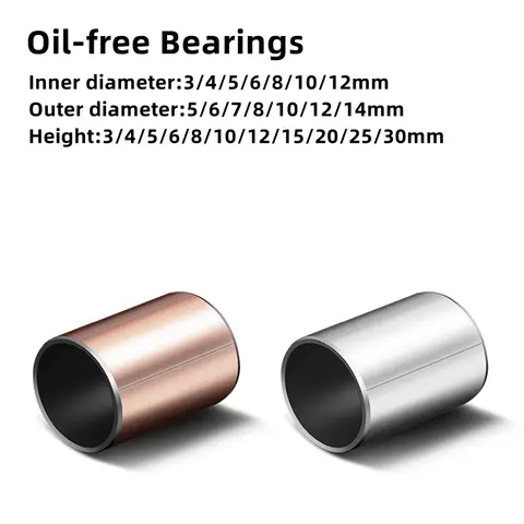 1/3/5pcs Oil-free Bearing Inner Diameter 3/4/5/6/8/10/12mm Compound Bearing Self-lubricating Bearing Brass Bushing Bushings