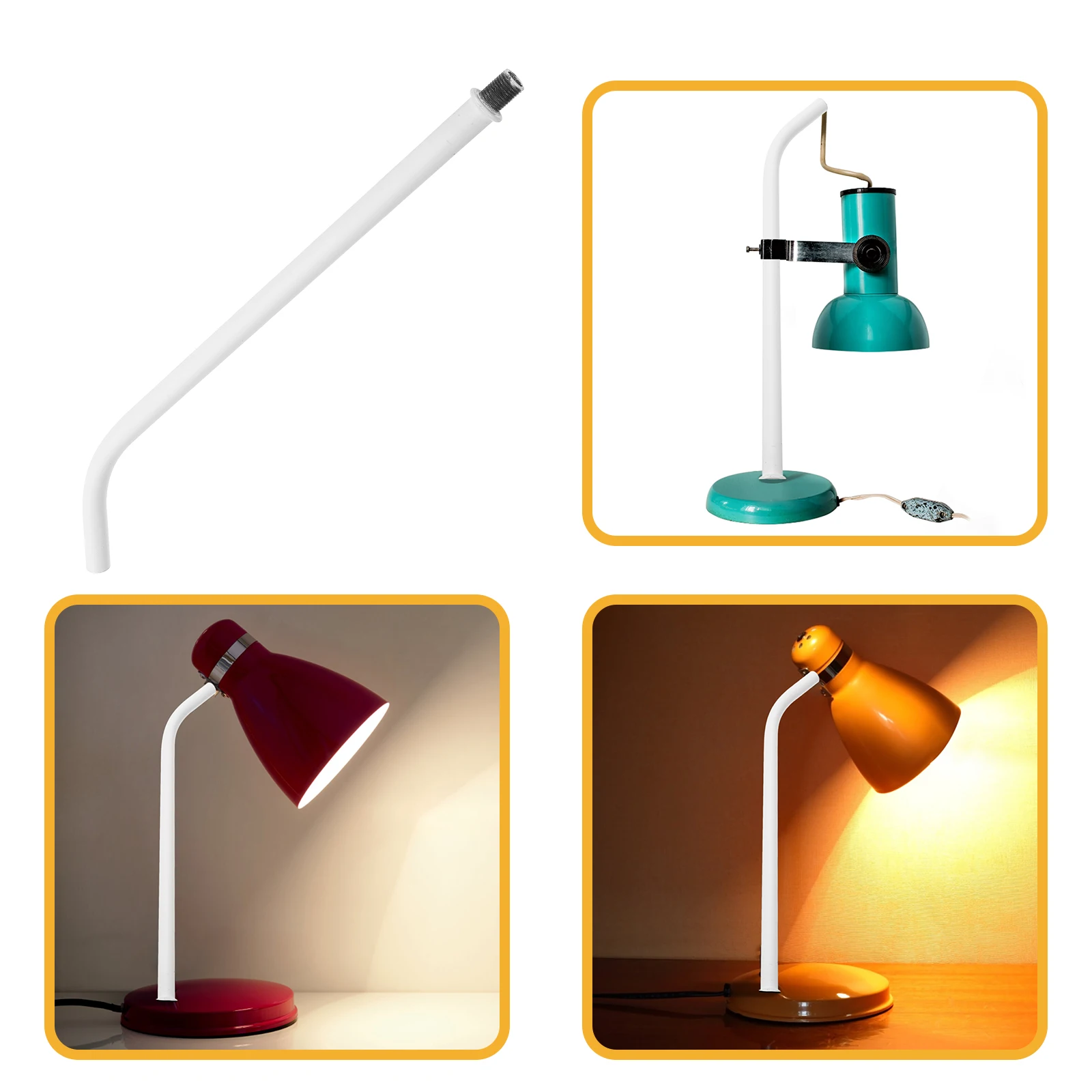 

Curved Stem Lamp Parts Iron Accessories Desk Light M10 Threaded Rods White Color Bedroom Lighting Fixture Repair