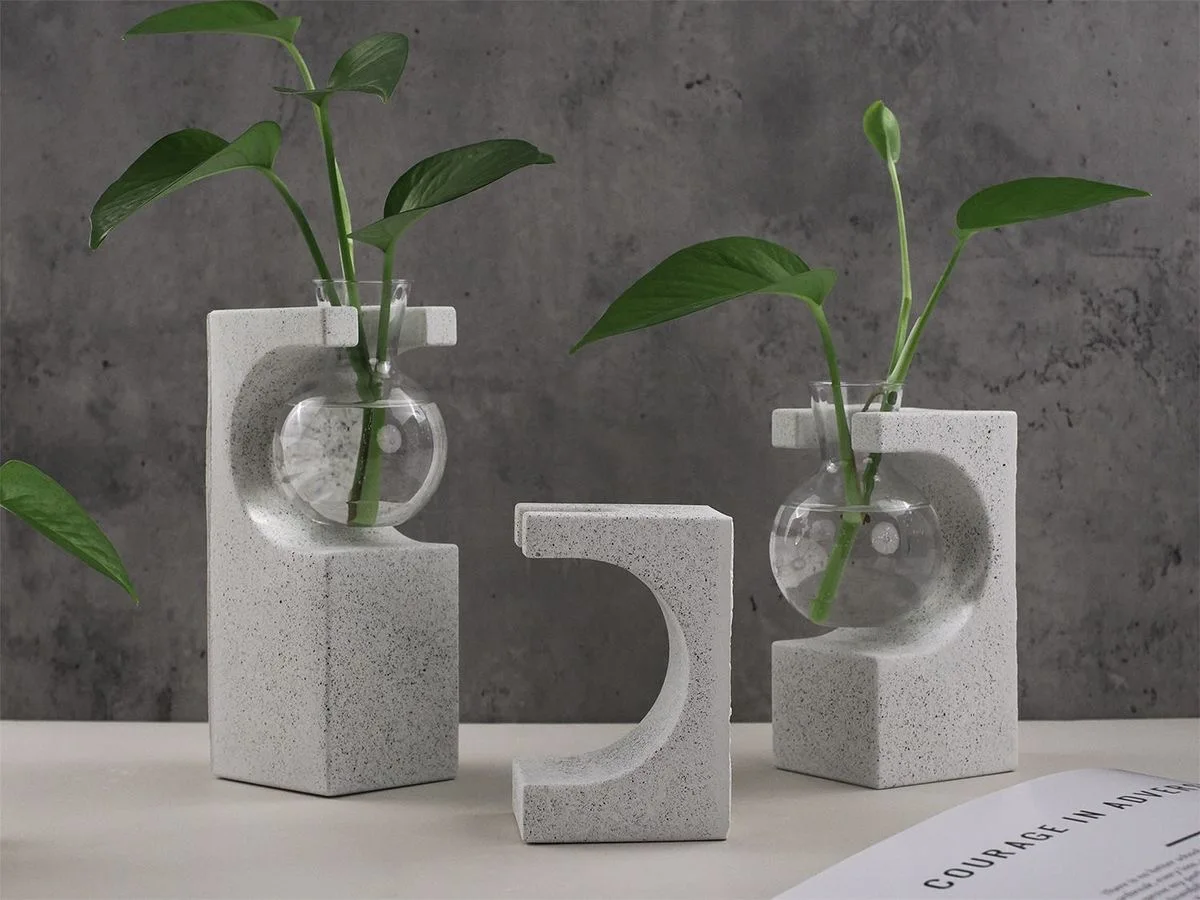 Plastic Geometric Hydroponic Planter Mold, DIY Cement & Plaster Flower Pot Form, Reusable Vase Mould for Home Craft