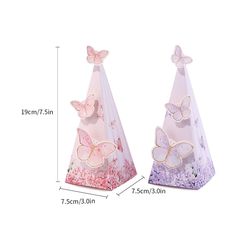 10/20Pcs Cartoon Schmetterling Papier Süßigkeiten Geschenk Box Dreieck 3D Schokolade Hochzeit Gunsten Geschenk Verpackung Box Geburtstag Party Dekoration – Detail 2