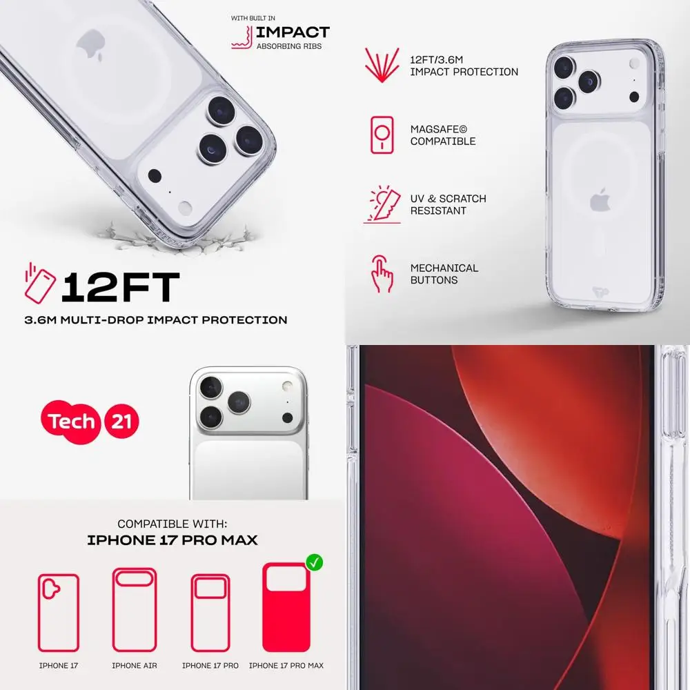 

EvoClear Case for iPhone 17 Pro Max – Clear | Slim Protective Case | Impact Protection | MagSafe Compatible