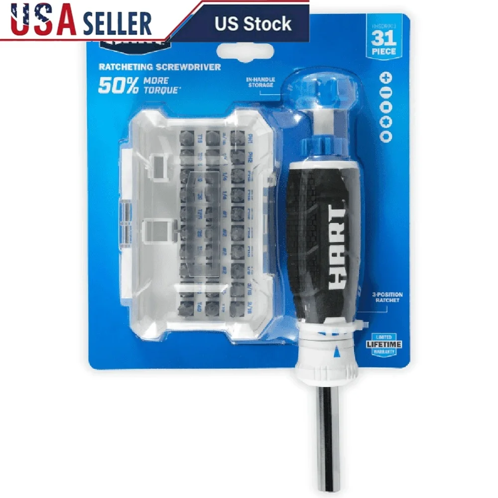 

31-Piece Ratcheting Screwdriver Set with 3-Position Mechanism Comfort Grip In-Handle Storage Tool Kit with Carrying Case