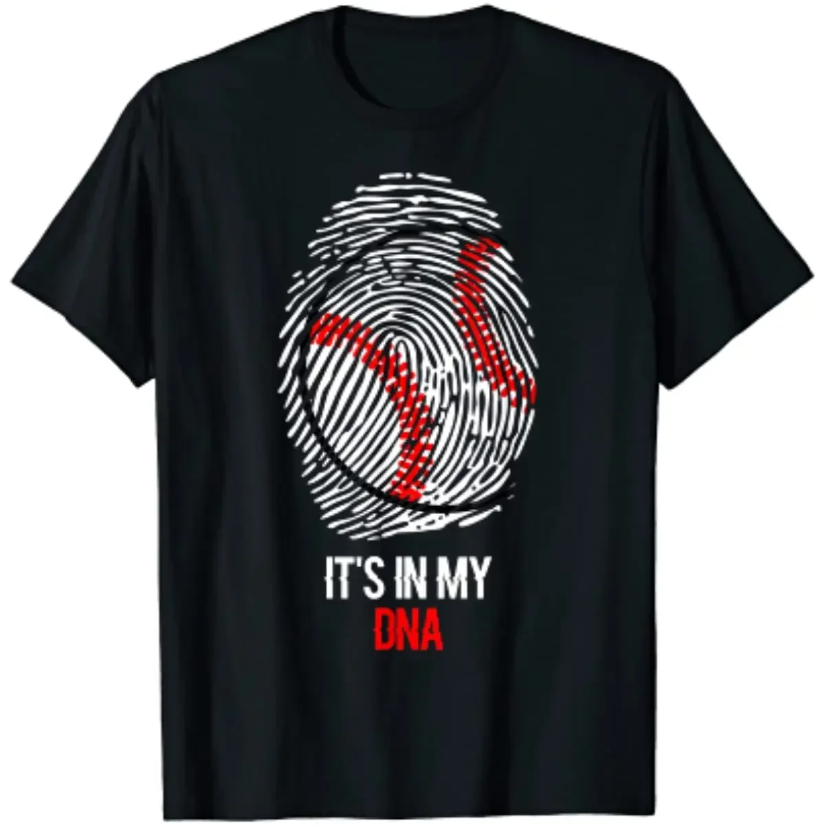 

Funny Baseball , It's in my DNA Fingerprint Men T-Shirt Short Sleeve Casual Cotton Boys T-Shirts